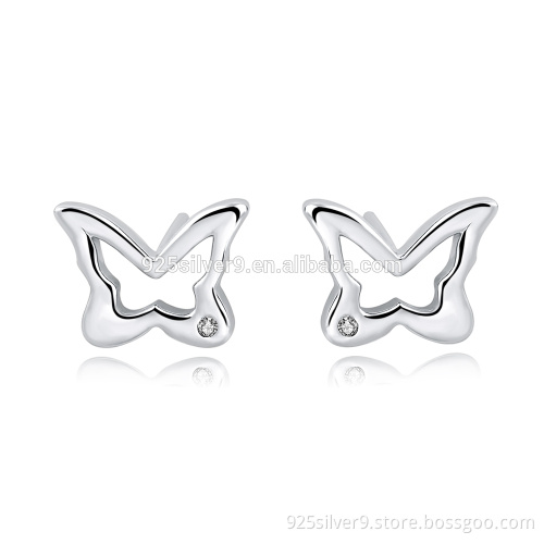 925 sterling silver cubic zirconia butterfly earings